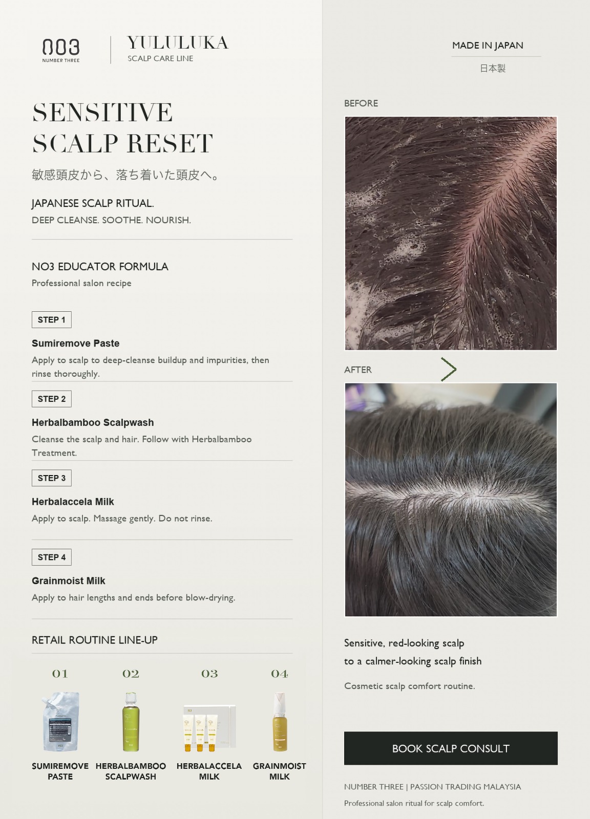 NO3 Yululuka sensitive scalp reset before and after
